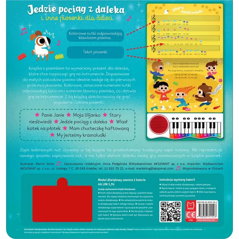 Książeczka z pianinkiem. Jedzie pociąg z daleka i inne piosenki dla dzieci.