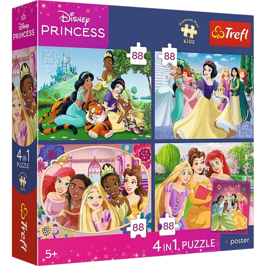 Puzzle Premium Plus Kids, Disney 4 x 88 el. Romantyczne księżniczki