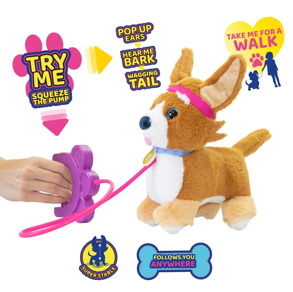 Sprint puppy piesek corgi z dźwiękiem na smyczy