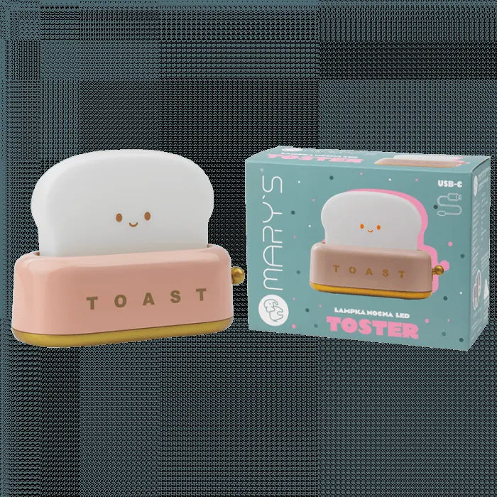 Lampka nocna LED - Toster różowy