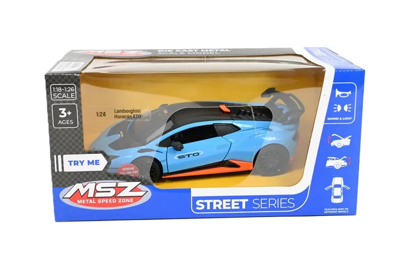 Model Lamborghini Huracan niebieski ze światłem i dźwiękiem 1:24