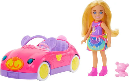 Barbie chelsea i misiowy pojazd zestaw