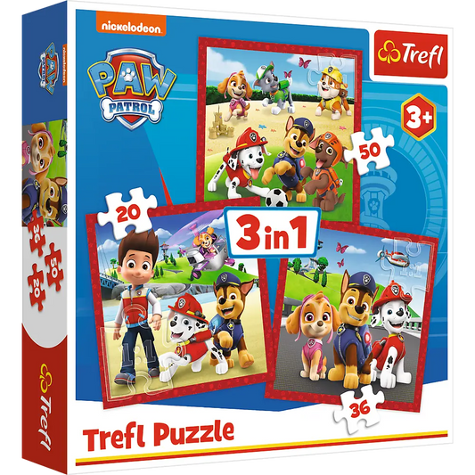 Puzzle 3w1 wesołe pieski z psiego patrolu