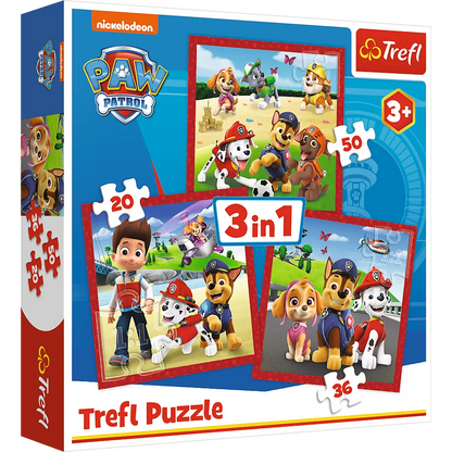 Puzzle 3w1 wesołe pieski z psiego patrolu