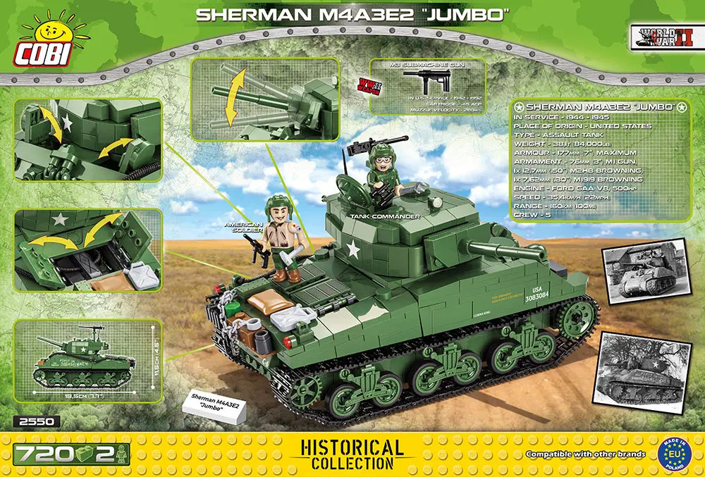 COBI HC WWII Sherman M4AE2 Jumbo 2fig.720kl 2550