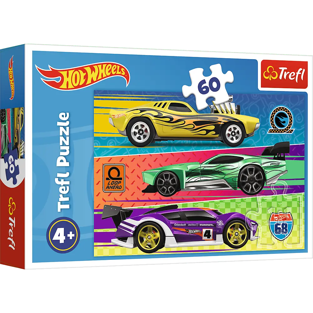 Puzzle 60 elementów wyścig mattel hot wheels