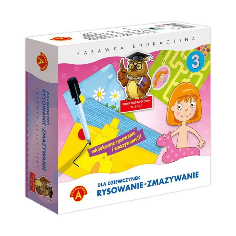 Sowa mądra głowa - rysowanie-zmazywanie dla dziewczynek 3  0738