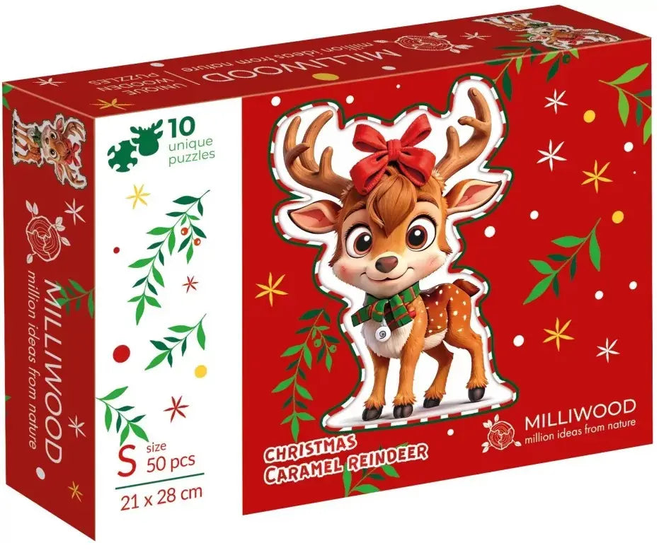 Puzzle drewniane 50 elementów Karmelowy Reniferek