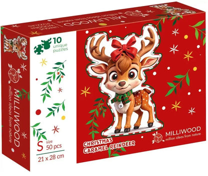 Puzzle drewniane 50 elementów Karmelowy Reniferek