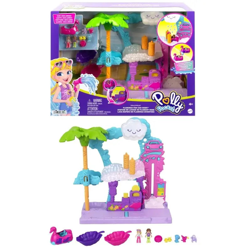 Polly pocket flamingowa myjnia zestaw