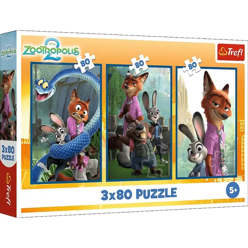 Puzzle Zwierzogród 2, 3 x 80 el. - Zwierzakowe śledztwo