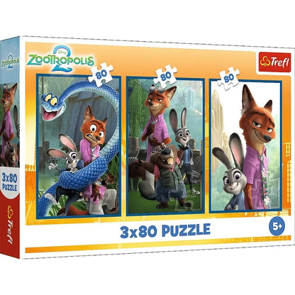 Puzzle Zwierzogród 2, 3 x 80 el. - Zwierzakowe śledztwo