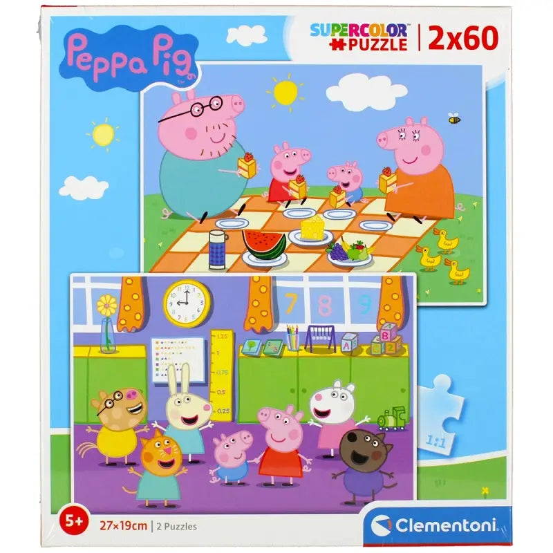Puzzle 2x60 super kolor świnka peppa
