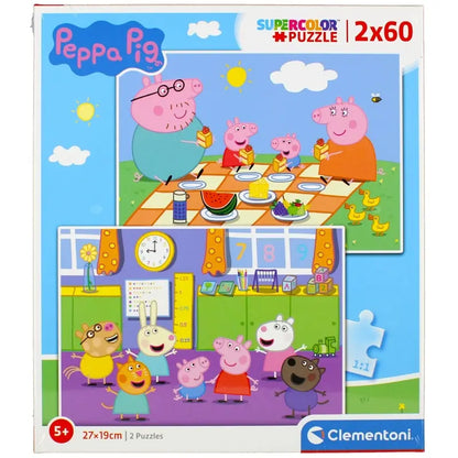 Puzzle 2x60 super kolor świnka peppa