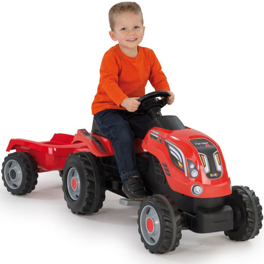SMOBY traktor XL czerwony z przyczepką 710108