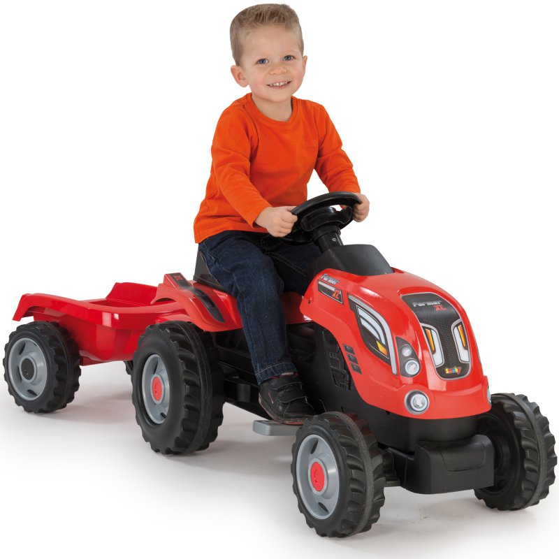 SMOBY traktor XL czerwony z przyczepką 710108