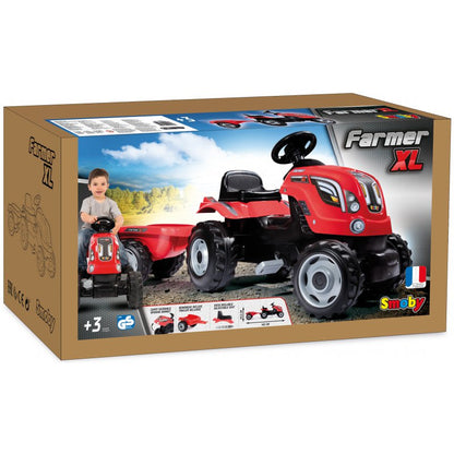 SMOBY traktor XL czerwony z przyczepką 710108