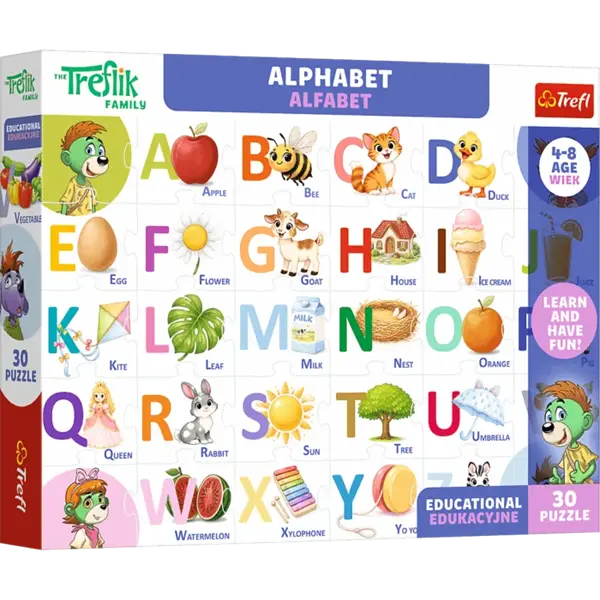 Puzzle Rodzina Treflików, Edukacyjne 30 el. Alfabet