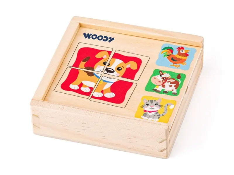 Minipuzzle w drewnianym pudełku - Zwierzątka