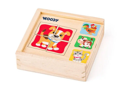 Minipuzzle w drewnianym pudełku - Zwierzątka