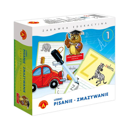 Sowa mądra głowa literki pisanie zmazywanie 1