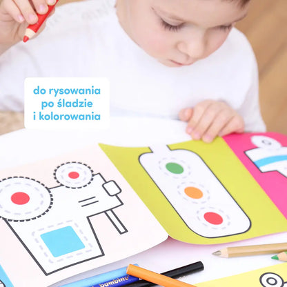 Dłuuugie rysowanki 3+ rysuję po śladzie pojazdy w pracy
