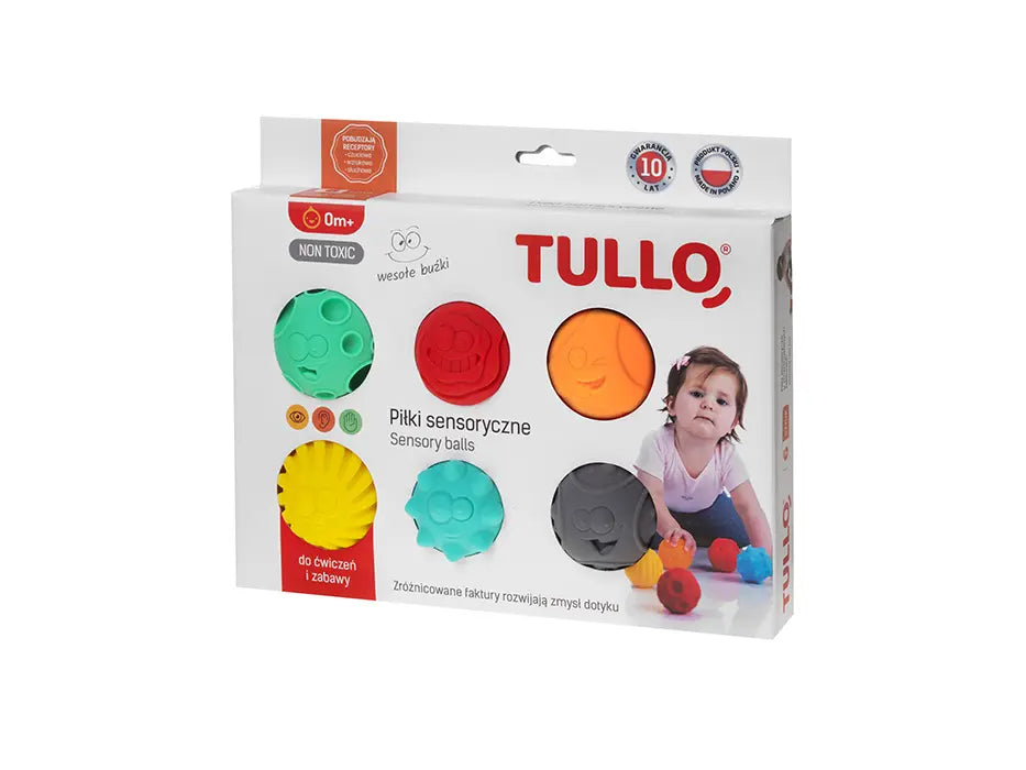 Tullo piłki sensoryczne buźki 6szt