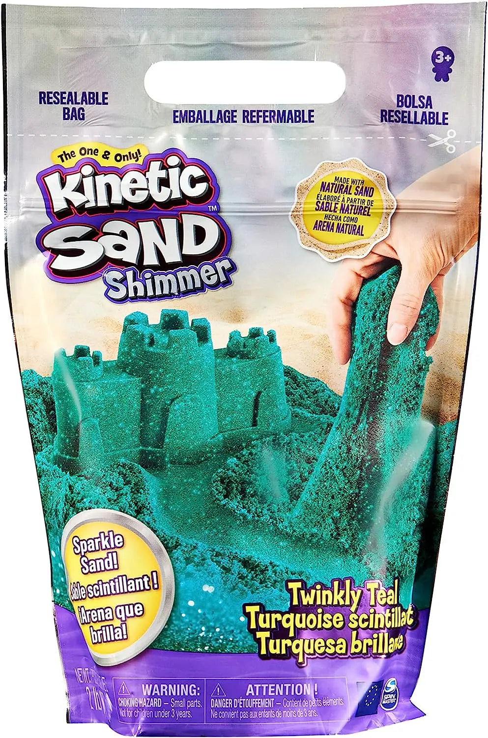 Kinetic Sand turkusowy piasek z brokatem
