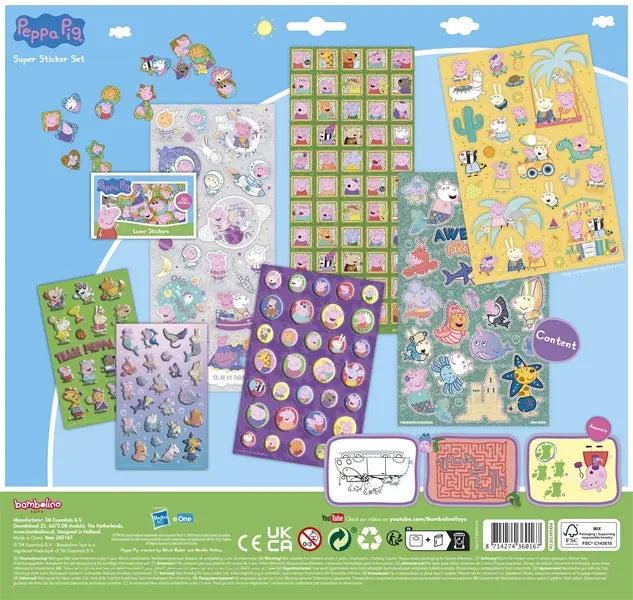 Super set naklejki Świnka Peppa, 7 arkuszy