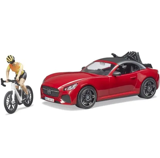 BRUDER czerwony roadster z rowerem 03485