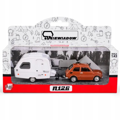 Zestaw Fiat 126p + przyczepa Niewiadów N-126 - brązowy