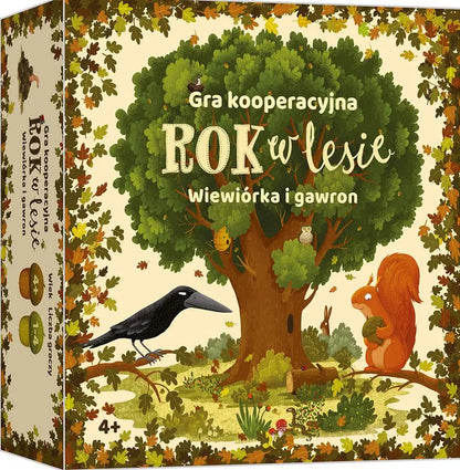 Rok w lesie gra wiewiórka i gawron