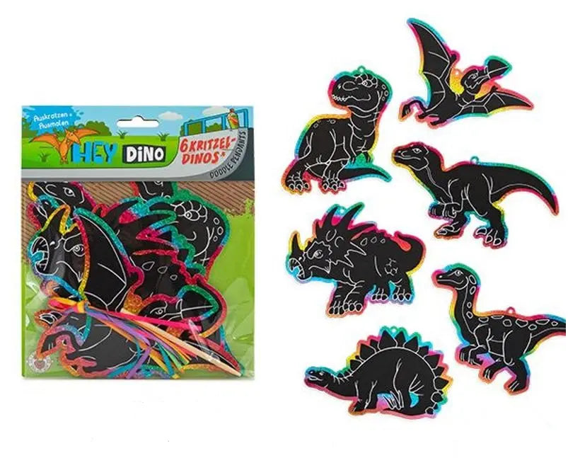 Zdrapywanka kolorowanka dino 6 szt