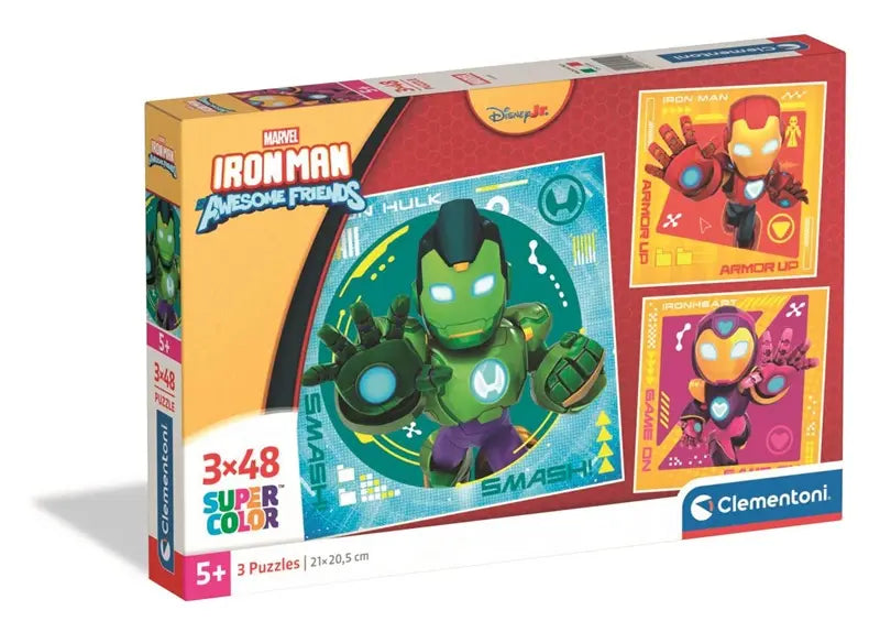Puzzle 3x48 SuperKolor Iron Man i Przyjaciele
