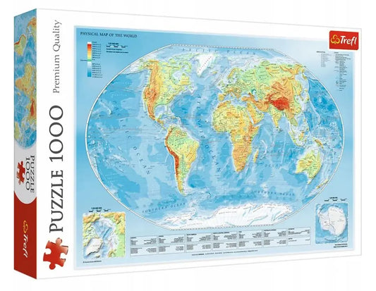 PUZZLE 1000 Mapa fizyczna świata