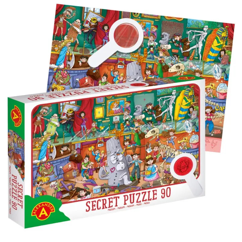 Puzzle obserwacyjne z lupą 90 elem muzeum