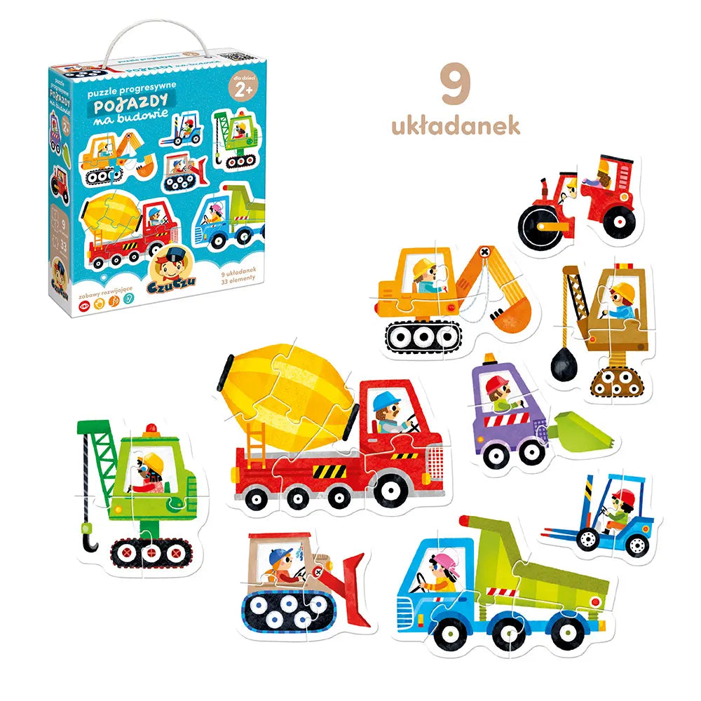 CzuCzu Puzzle progresywne Pojazdy na budowie 2+