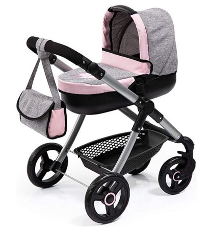 BAYER Stylowy wózek d/lalek szar+róż 12633AA 26334