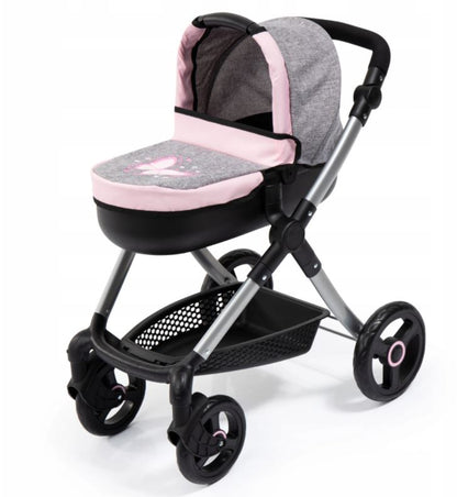 BAYER Stylowy wózek d/lalek szar+róż 12633AA 26334
