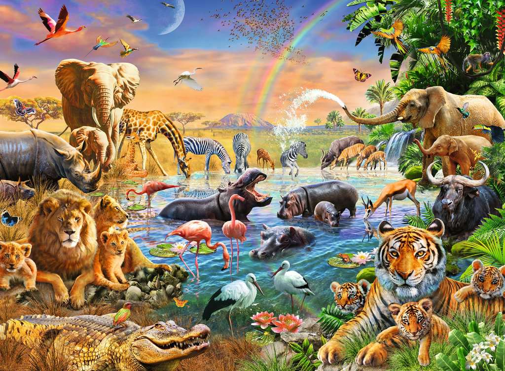 RAV puzzle 100 XXL Jeziorko w dżungli 129102