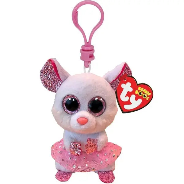 Brelok TY Beanie Boos, biała mysz Nina 8,5cm