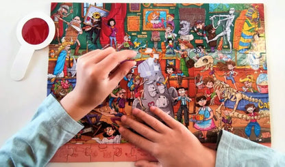 Puzzle obserwacyjne z lupą 90 elem muzeum