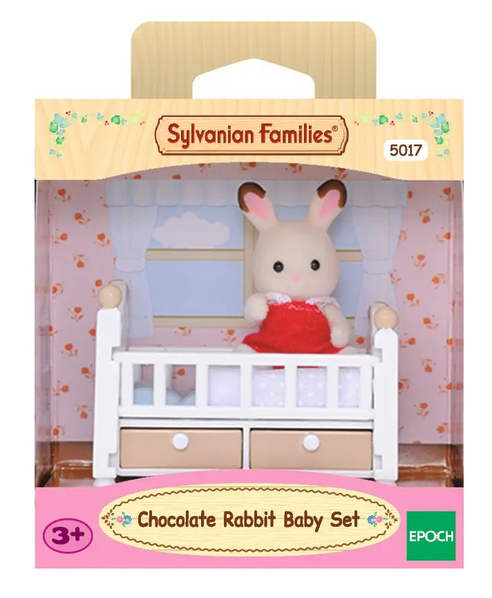 SYLVANIAN zestaw dziecko królik z czekoladowymi uszkami + łóżeczko