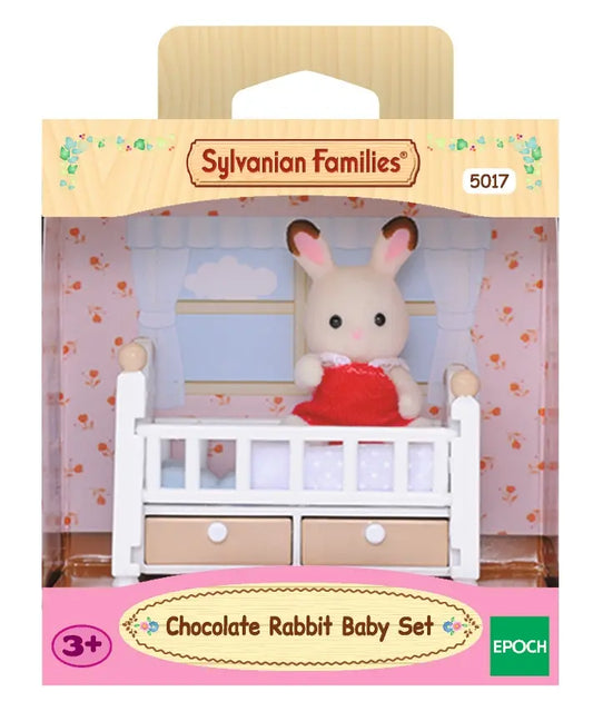 SYLVANIAN zestaw dziecko królik z czekoladowymi uszkami + łóżeczko