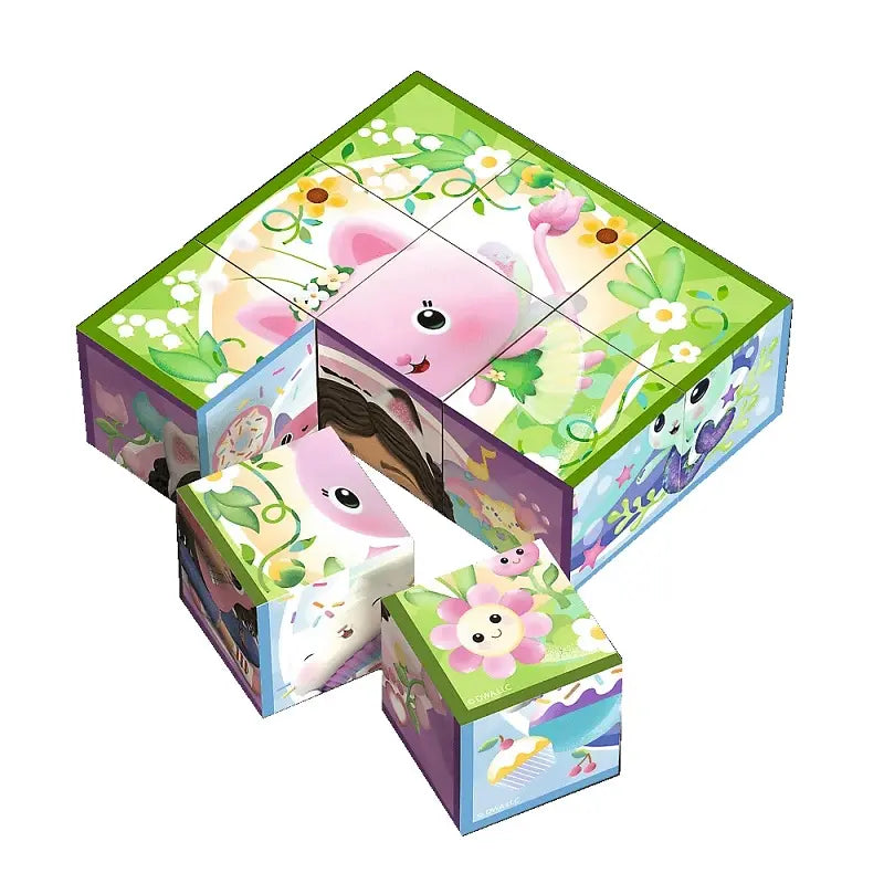 Drewniane klocki puzzle - Koci Domek Gabby