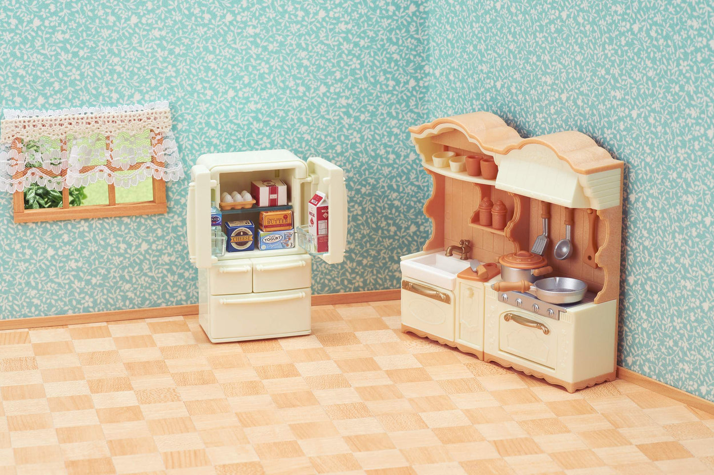 SYLVANIAN Wiejska kuchnia z lodówką