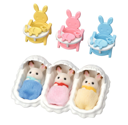 Sylvanian trojaczki króliczków z czekoladowymi uszami