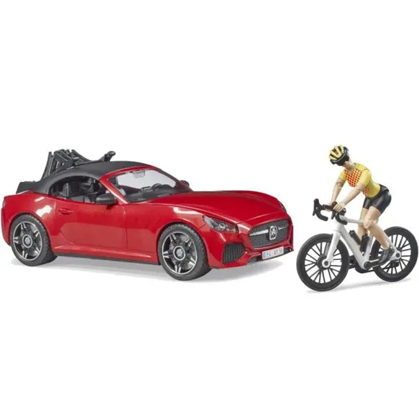 BRUDER czerwony roadster z rowerem 03485