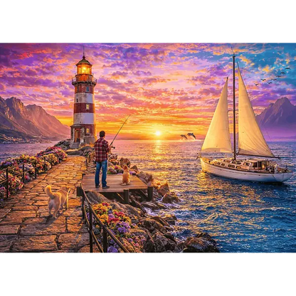 PUZZLE 500 Latarnia o zachodzie słońca 37571