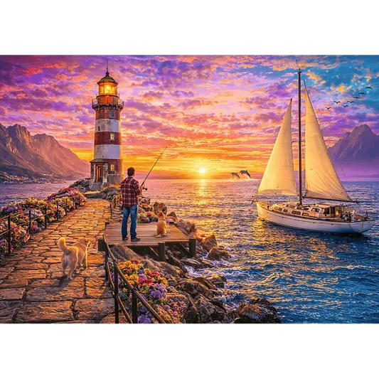 PUZZLE 500 Latarnia o zachodzie słońca 37571